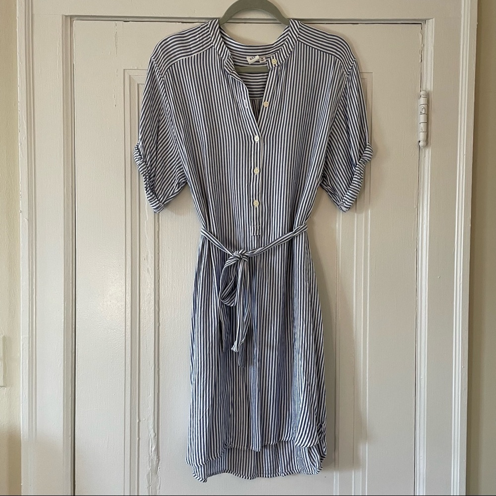 GAP Blue and White Striped Shirt Dress with Waist Tie Size M
